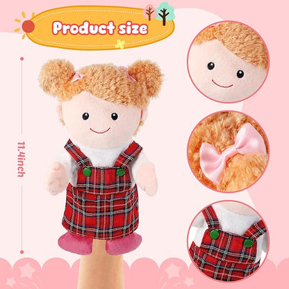 1 Pcs Family Hand Puppets 13 Inch Grandparents, Mom & Dad, Brother & Sister Plush Hand Puppet Toys Role-Play Toy Puppets for Kids Storytelling Imaginative Pretend Play Teaching Preschool(Sister A)