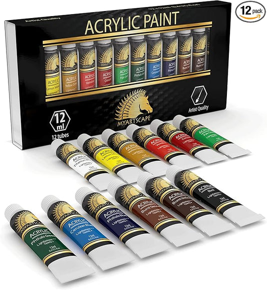 MyArtscape Acrylic Paint Set - 12 x 12ml Tubes - Lightfast - Heavy Body