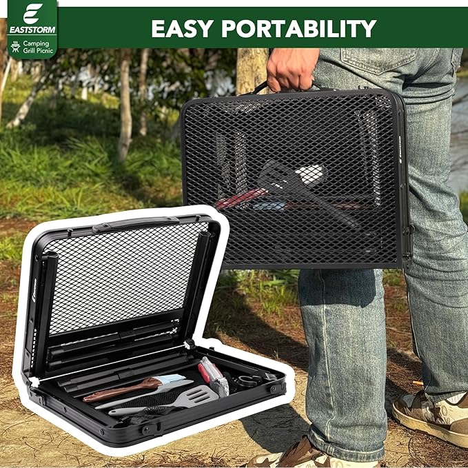 Small Folding Table, Easy for Storage, Compact and Portable Picnic Table for Grill, Outdoor Camping, Garden, Patio, Dining, BBQ, Party, Market, 2Ft (Small, Black), 23.6" L x 15.8" W