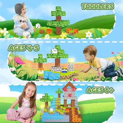 Magnetic Blocks,1.21" 100PCS Large Magnetic Building Blocks,Light Up Building Blocks Magnet Cubes Construction Toddlers Toys Set for Kids,STEM Sensory Stacking Toys for 3+ Boys Girls Birthday Gifts