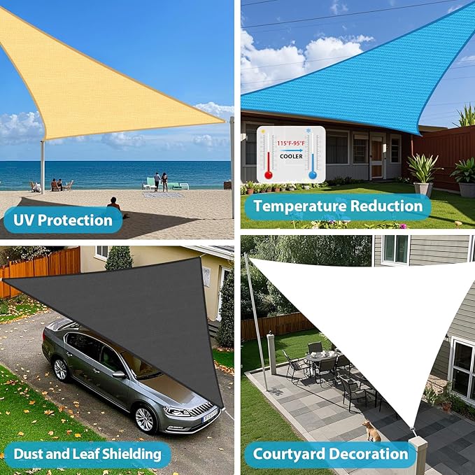 Amagenix Sun Shade Sail 9X9X12.7 Curved Edge Outdoor Shade Canopy Cream Breathable 95% UV Block Shade Cloth for Patio Garden Backyard (We Make Custom Size)