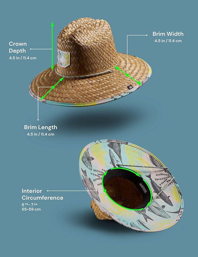 Straw Hat for Men & Women | Lifeguard Hat, Beach Hat & Sun Hat | UPF 50+ Wide Brim for Sun Protection | One Size | Hemlock