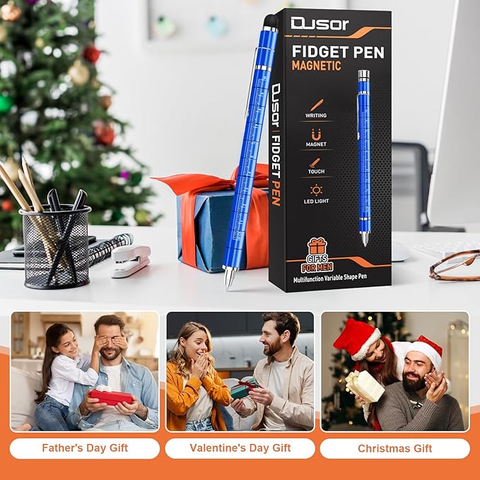 Gifts for Men Fidget Pen, Stocking Stuffers for Teen Boys, White Elephant Gifts for Adults, Anniversary Birthday Gift for Men Him Husband Teenage Boy Brother, Mens Gift for Christmas Multifunction Pen