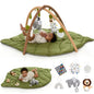 Baby Play Mat & Activity Gym - Tummy Time Mat with 6 Detachable Baby Toys | Oversized Leaf Modern Design Baby Play Gym | Perfect Baby Shower Gifts/Baby Must Haves - Developmental Activities for Baby