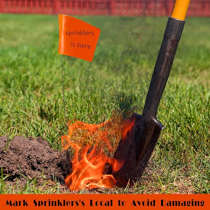 Zozen 100Pack Fluorescent Orange Marking Flags, Writable | Marker Flags - 15x4x5 Inch, Lawn Flags, Landscape Flags, Marker Flags for Lawn, Survey Flags, Irrigation Flags, Sprinkler Flags, Survey Flags.