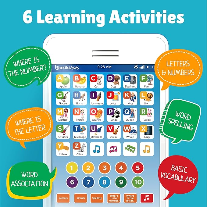 6-in-1 Kids Phone Toy: Educational Toys for Toddlers 1-3, Learning Tablet for 4 Year Old Boys & Girls, Kids Laptop, Tablet for Toddlers - Ideal Educational for 4+ Years (White/Blue)