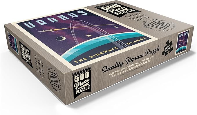 MyPuzzle Uranus: The Sideways Planet, Vintage Poster - Premium 500 Piece Jigsaw Puzzle for Adults