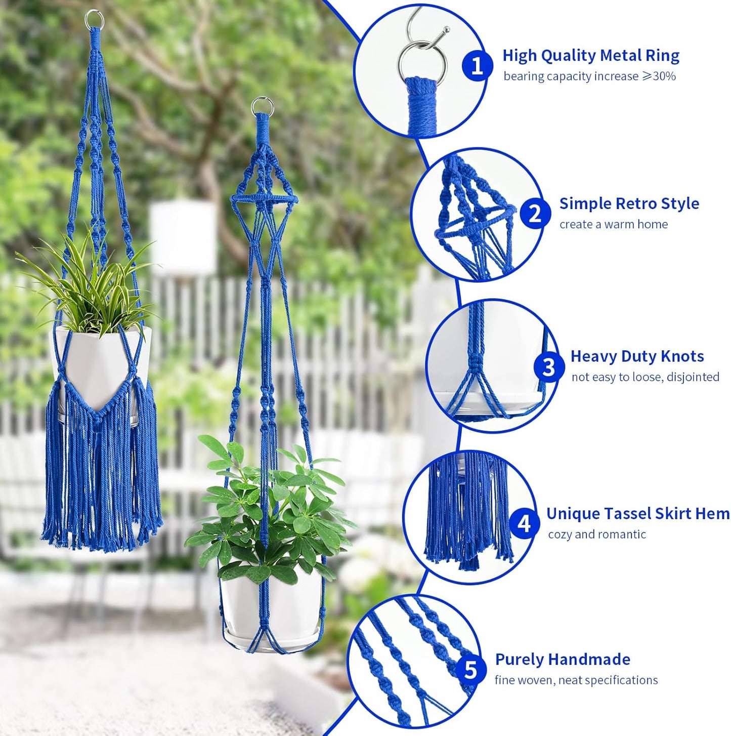 Macrame Plant Hangers, 6Pack Hanging Planters for Indoor Plants w/ 6 Set Hangers Kit Handmade Macromay Plant Hangers Indoor Flower Pots Holder Stand for Boho Home Décor (POTS NOT Included)