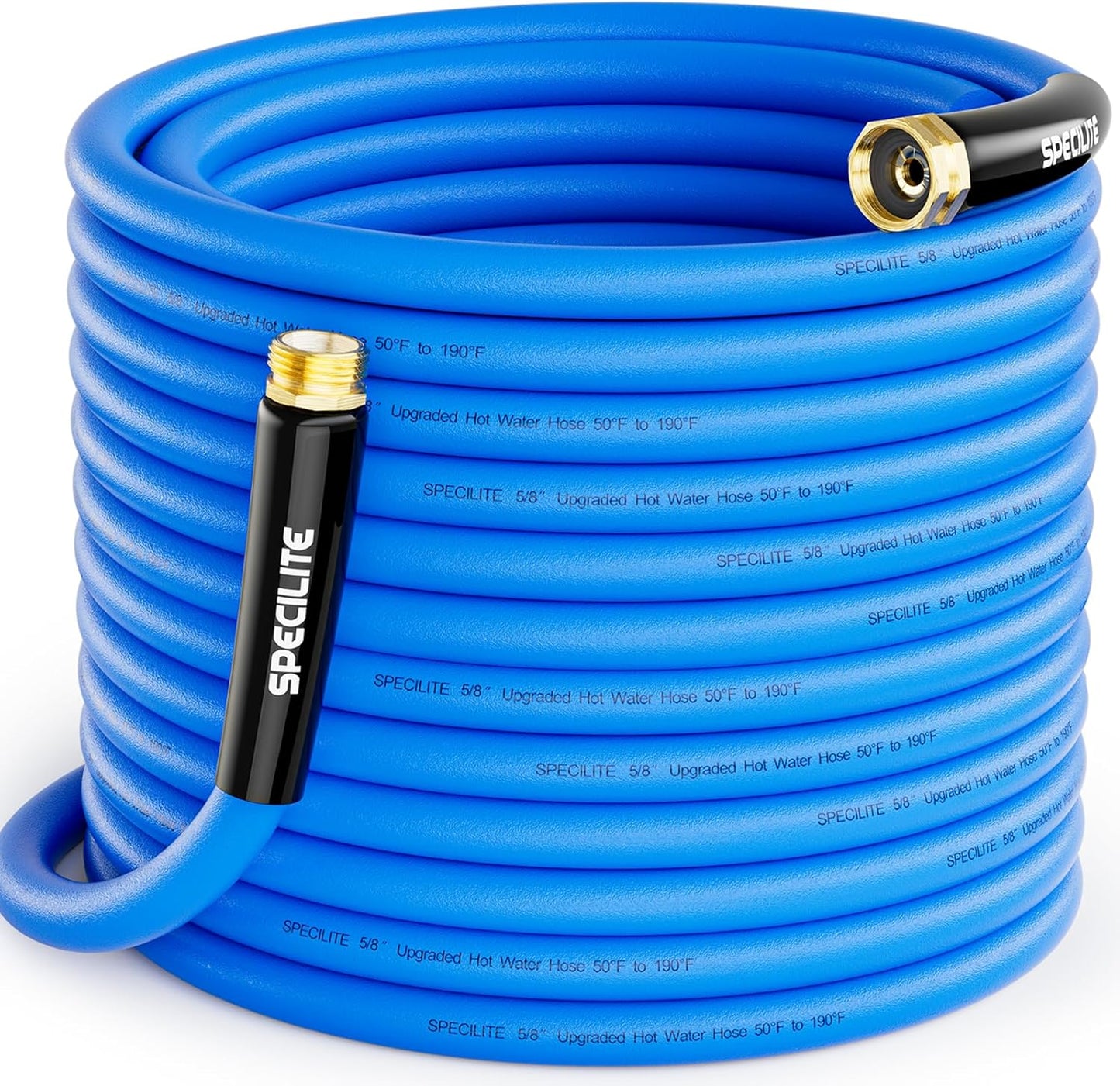 Hot/Cold Garden Water Hose 125 ftx 5/8 in, -50℉ To 190℉, Heavy Duty, Flexible, Burst 605 Psi, Lightweigh, Upgraded Rubber Pipe with 3/4" Brass Fittings For Backyard, Outdoor, Farm, Blue