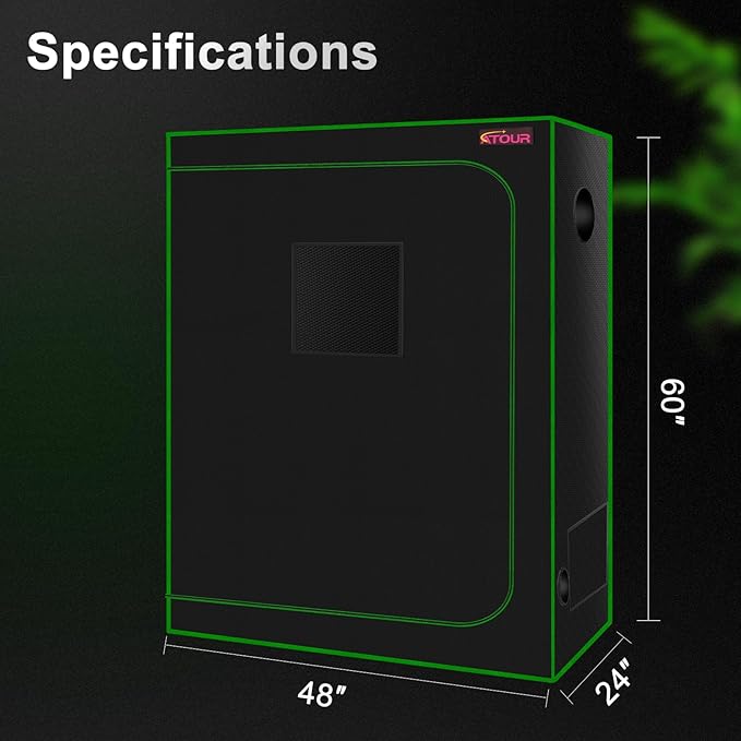 ATOUR 48”x24”x60” Grow Tent, Reflective 600D Mylar,Hydroponic Grow Tent with Observation Window and Floor Tray for Indoor Plant Growing 4’x2’