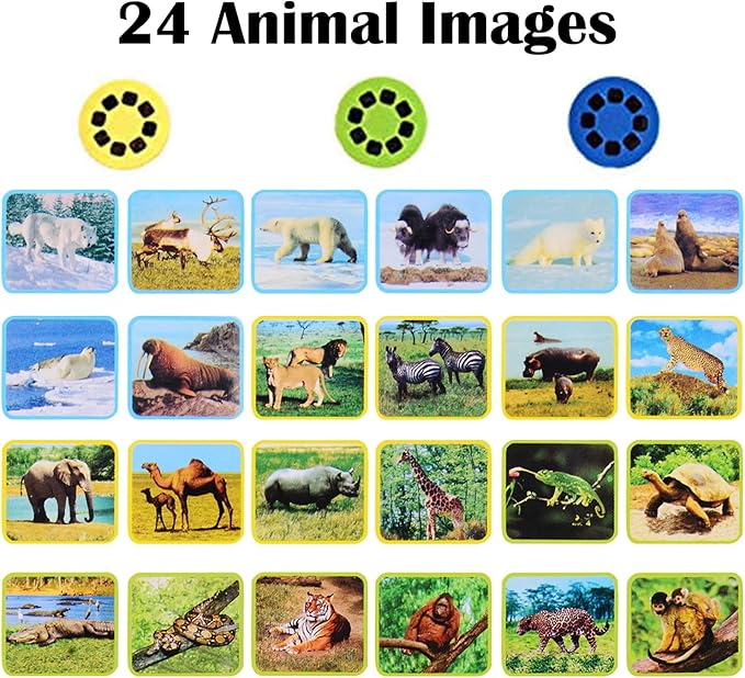 Georgie Porgy Children Projector Toys Educational Science Set Wall Ceiling Tent Torch Flashlight for Kids Gifts for Boys Girls (Wild Animal)