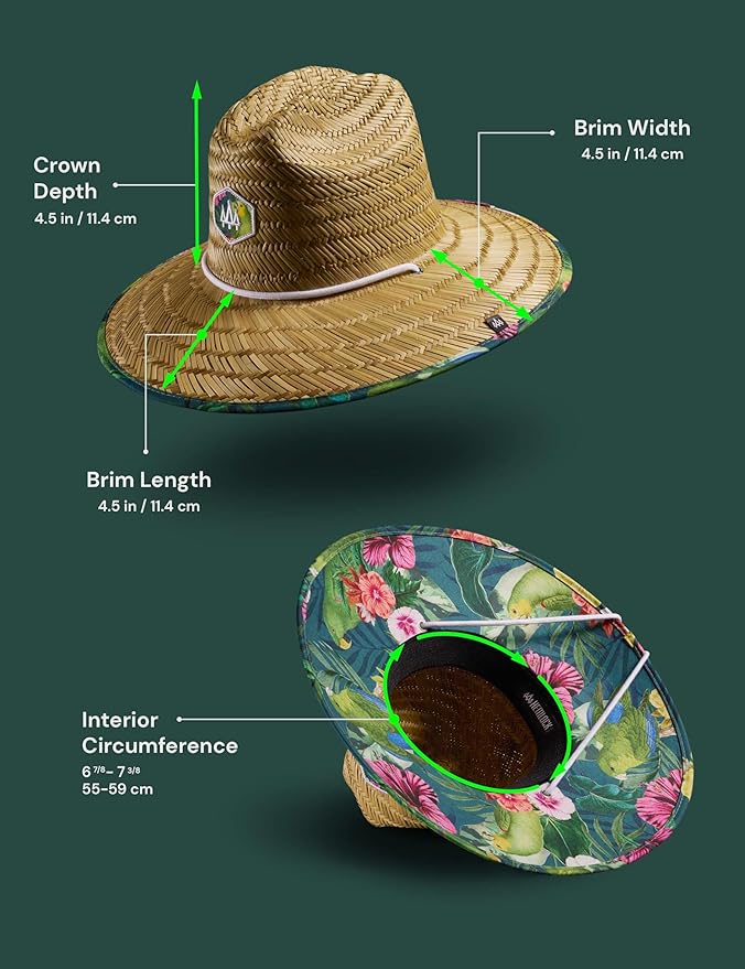 Straw Hat for Men & Women | Lifeguard Hat, Beach Hat & Sun Hat | UPF 50+ Wide Brim for Sun Protection | One Size | Hemlock