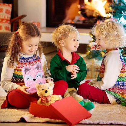 Gifts for 6 7 8 9 Year Old Girls, Diary with Lock for Girls - Journal Kit for Girls with Bookmarks Sticky Notes Pom Pom Pen Fuzzy Notebook (Fox Diary,Pink)