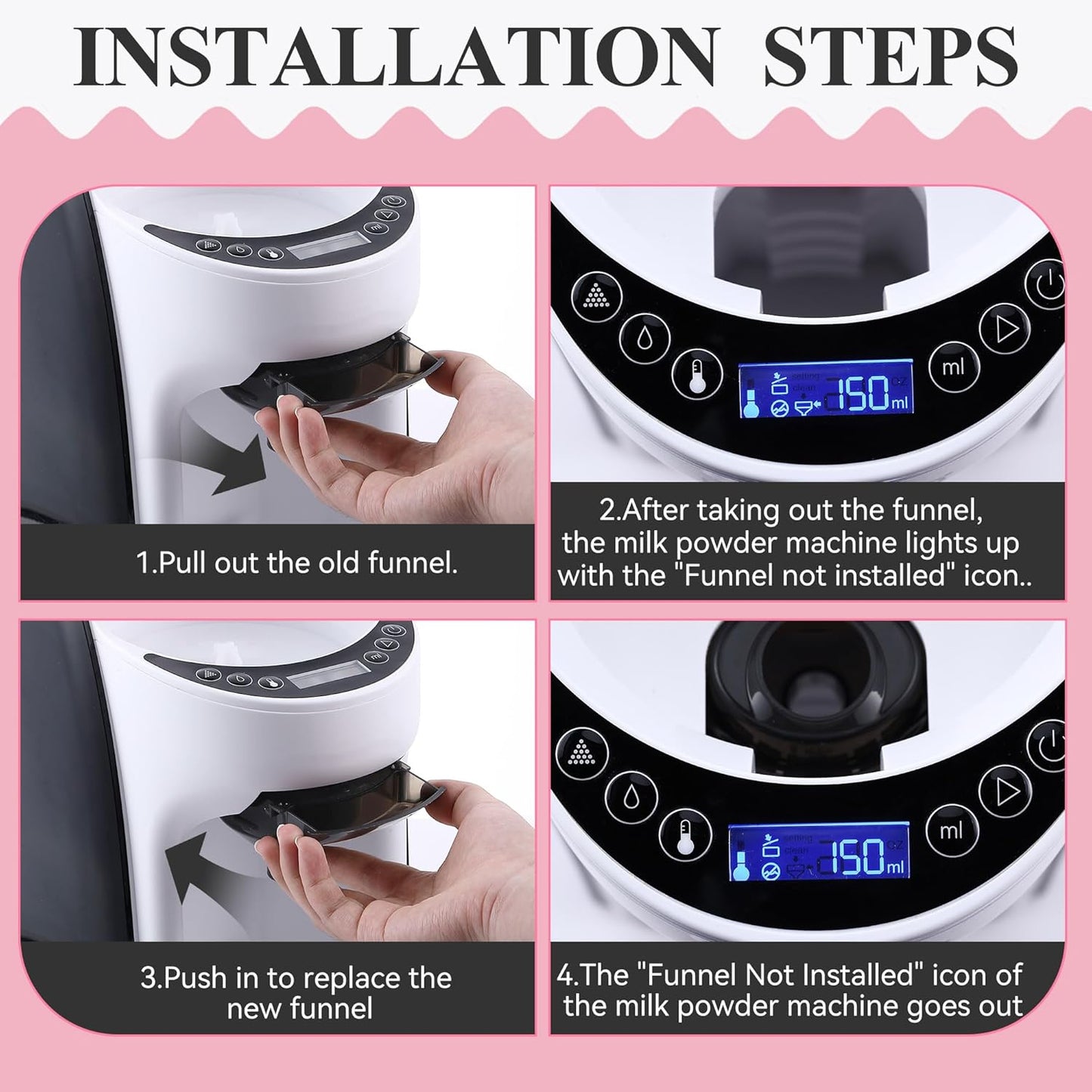 1 Sets Replacement Funnel Compatible with Baby Brezza Replacement Parts Funnel and Cover Baby Formula Dispenser, Grey