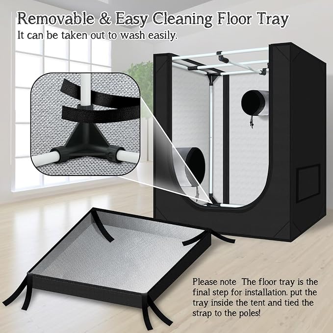 zazzy Grow Tent 18"x30"x36" Hydroponic Heavy Duty Dark Room Reflective Mylar Grow Tents with Window & Floor Tray for Indoor Plant Growing