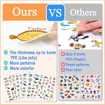 Reusable Sticker Books for Kids, Jelly Quiet Book, Preschool Learning Activities Busy Book for Toddler Travel Toys Waterproof Stickers for Kids 2 3 4 5 6 Year Old Girls Boys (Space)