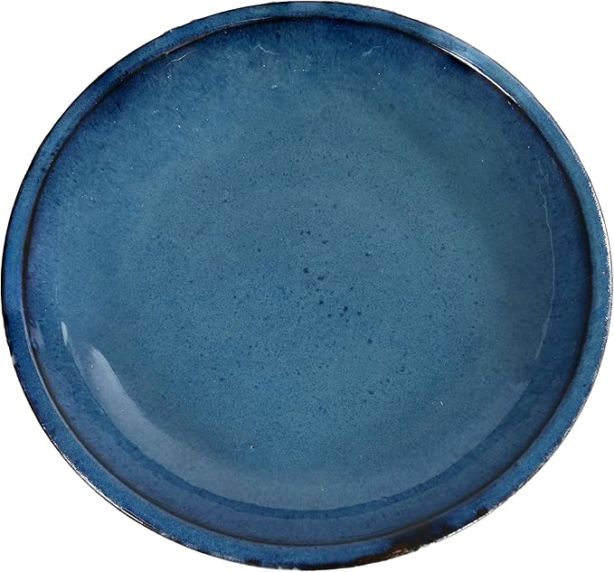 Sunnydaze Ceramic Bird Bath for Outside - 16" H - UV- and Frost-Resistant - Pedestal Bird Bath - Blue Glazed Bowl - White Lava Finish