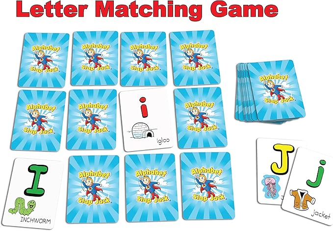 Alphabet Slap Jack® | Play 4 Alphabet Games Including Alphabet Go Fish, Slapjack, ABC Letter Matching or Flash Cards | Learn Upper & Lowercase Letters and Sounds | Build CVC Words | PreK to 1st Grade
