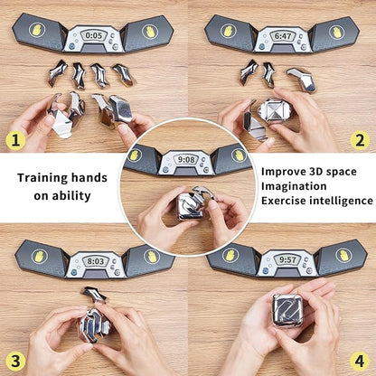 Metal-Puzzles 3D-Brain-Teaser Toys: Cool-Gadgets-Stuff Box Puzzles-Toy for Kid Children Teen Adult, ADHD Tools Stress Relief Gift for Office Home School Christmas Women Men Square-Cube