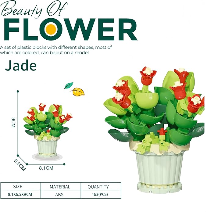Mini Flower Building Blocks Set - Creative Botanical Bouquet Kit for Kids & Adults, Party Favors, Classroom Prizes, Birthday Gifts