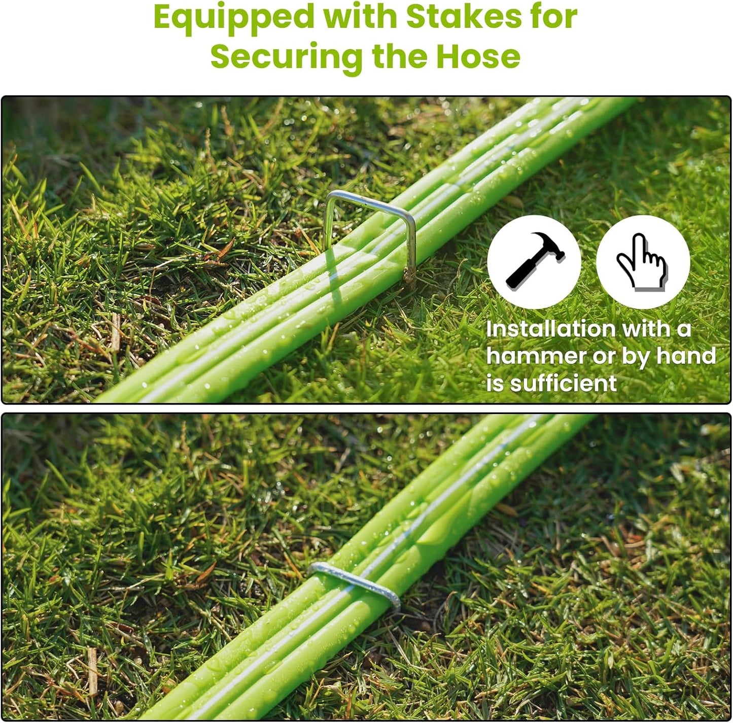 Sprinkler Soaker Hose 25FT, Watering Hose with Holes, High-Efficiency Sprinklers System for Garden and Lawn with Staples