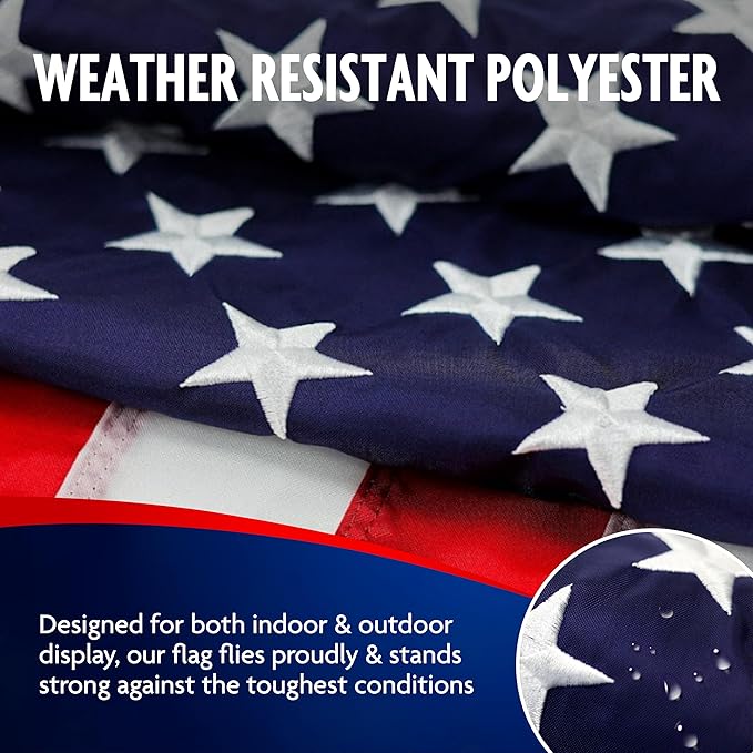 Carrot-Top Patriarch Polyester American Flag for Outside & Inside 4x6 - US Flag, Outdoor, United States Flag Made in USA, Heavy Duty w/Brass Grommets