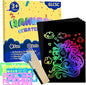 60 Pcs Scratch Art for Kids, Rainbow Scratch Paper, Black Magic Scratch Off Craft Set for 3 4 5 6 7 8 9 10 Years Old Girls and Boys Kids, Party Games Christmas Birthday Easter Gifts
