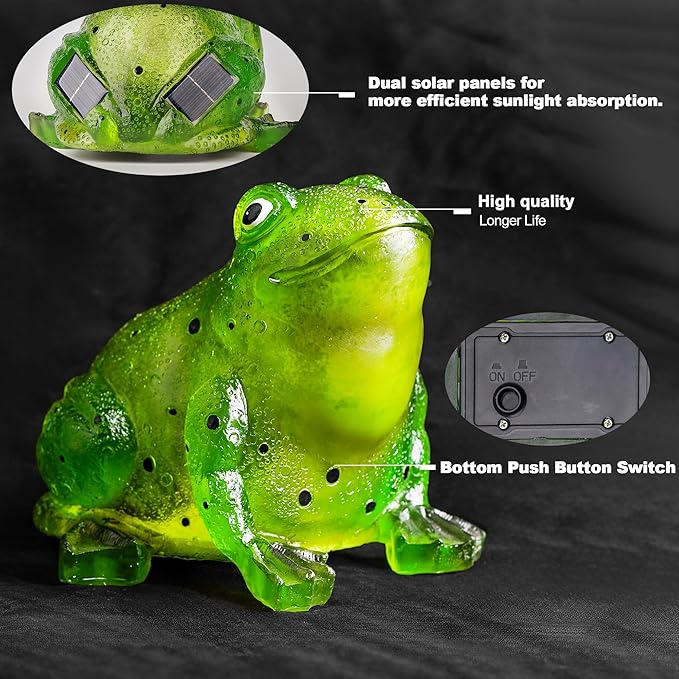 Solar Frog Lights Deck Decorative Lighting Statue Lawn Patio Backyard Outdoor Garden Decoration Housewarming Gift