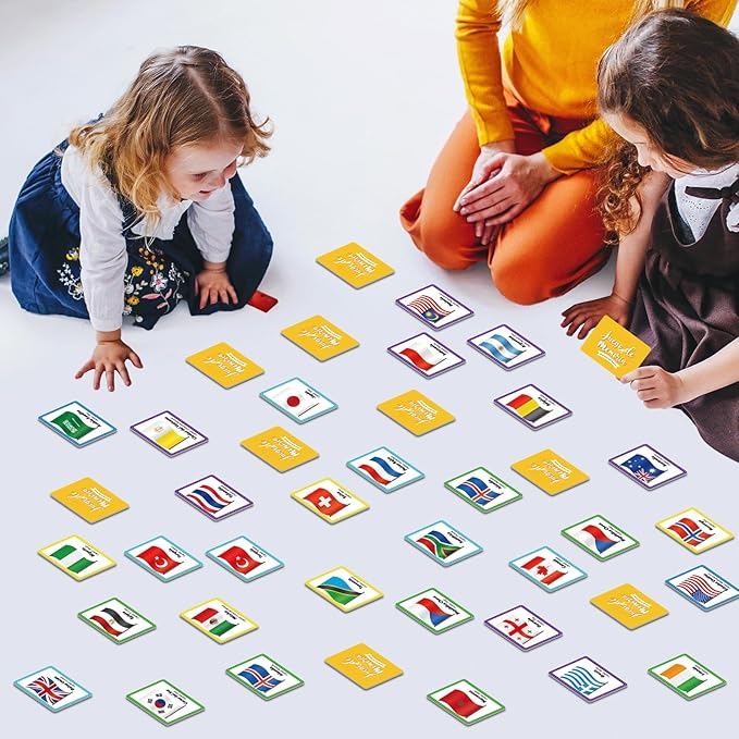 gisgfim 50 Pairs Juego de Memoria de Banderas del Mundo en español para niños y adultos Flags of the World Memory Matching Games in Spanish Educational Matching Game Fun Fast Memory Game Gift Learning