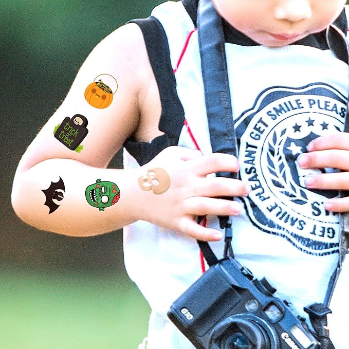 Halloween Temporary Tattoos for Kids - 120 Pieces Halloween Trick or Treat Fake Tattoos Stickers for Boys and Girls,Halloween Party Favors for kids Assorted Goodies Tattoos Goody Bag Stuffers