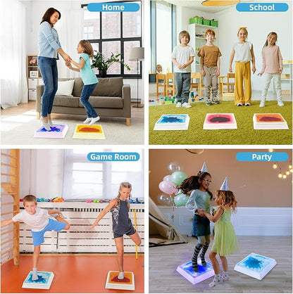 Art3d 12×12 Inch Sensory Interactive Yellow-Red Liquid Motion Tiles for Toddlers Kids & Adult - Touch Sensitive 7 Color Changing Flooring Tile for Home Décor, Indoor & Outdoor Activities, 1-Pack