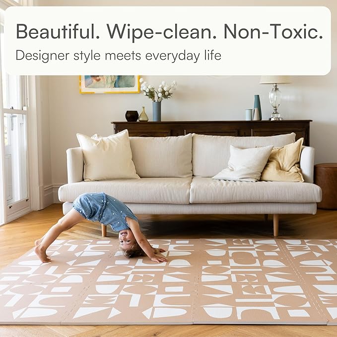 Lillefolk Baby Play Mat for Floor – 6x6ft Terracotta | Soft Non Toxic Premium EVA Foam Tiles for Tummy Time, Crawling & Playroom – Waterproof Interlocking Floor Mat for Babies & Toddlers (9 Tiles)