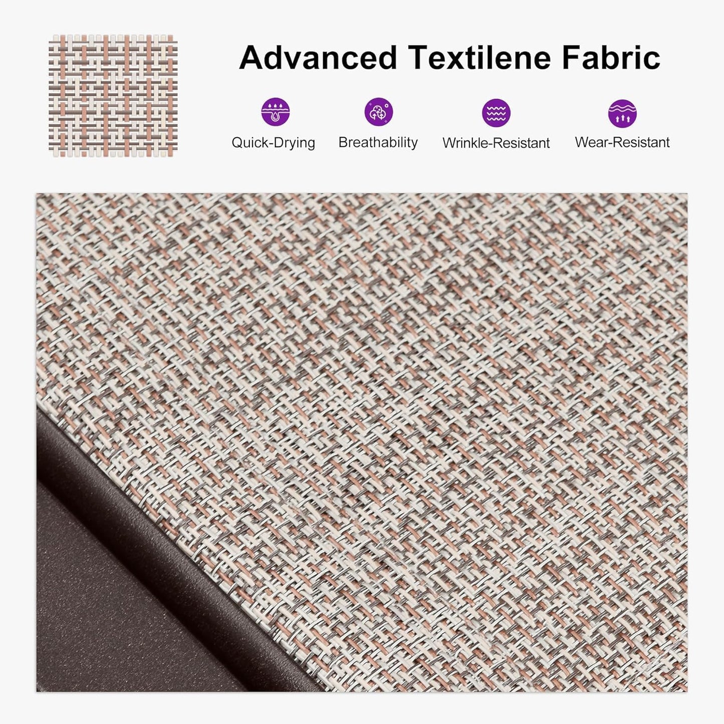 PURPLE LEAF Pool Lounge Chairs Set of 3 Aluminum Outdoor Lounge Chairs with Wheels and Armrests Adjustable Patio for Deck Outside Lawn Garden, Beige