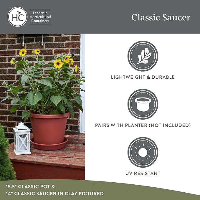 The HC Companies 10 Inch Round Plastic Classic Plant Saucer - Indoor Outdoor Plant Trays for Pots - 10.75"x10.75"x1.75" Slate Blue