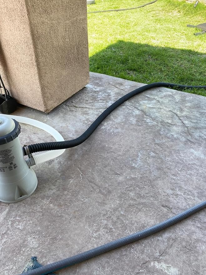 Pond Hose ID 1-1/4” × 25ft Black Corrugated Flexible Reinforced PVC Hose Vinyl Tubing for Pond Pump Fountain Garden Waterfall, Non-toxic & Kinkproof, with 2 clamps