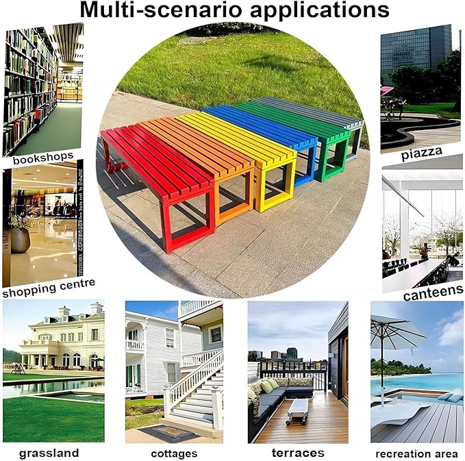 Weatherproof Metal Dining Bench, Outdoor Bench Backless Patio Bench 2-Person Farmhouse Bench Garden Bench for Kitchen, Living Room, Entryway(Black,47in)