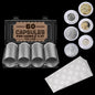 60 Pcs Silver Dollar Holder Case - Universal Sizes (30/33/38/40mm) with Foam Gaskets and Moisture Protection - Transparent Plastic Capsules with Organizer Box for Collectors