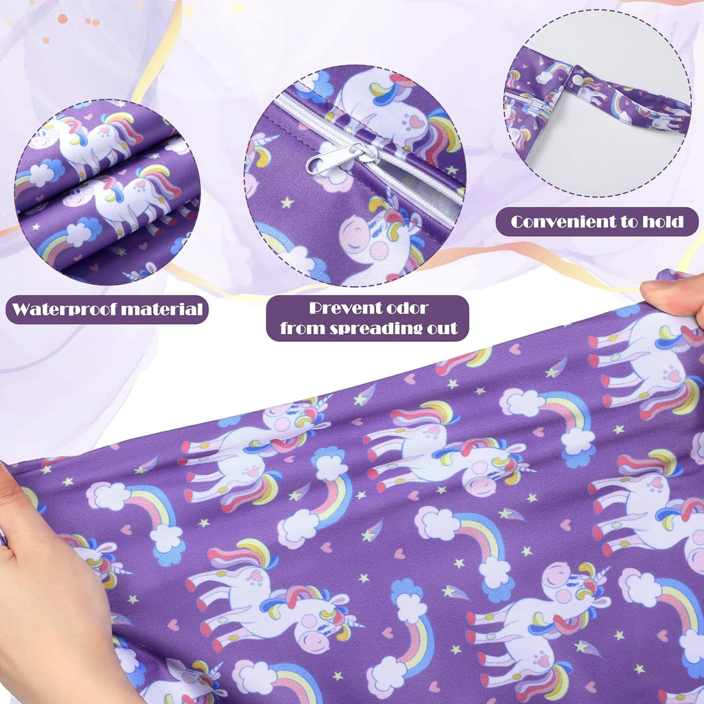 Shappy 2 Pcs Large Travel Laundry Bag Washable Waterproof Wet Dry Large Dirty Clothes Bag Bathing Workout(Unicorn)