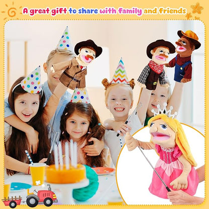 6 Pcs Role Play Hand Puppets Profession Worker Entrepreneur Plush Toys Role-Play Toy Puppets for Kids Storytelling Imaginative Pretend Play Teaching Preschool(Adventurers)