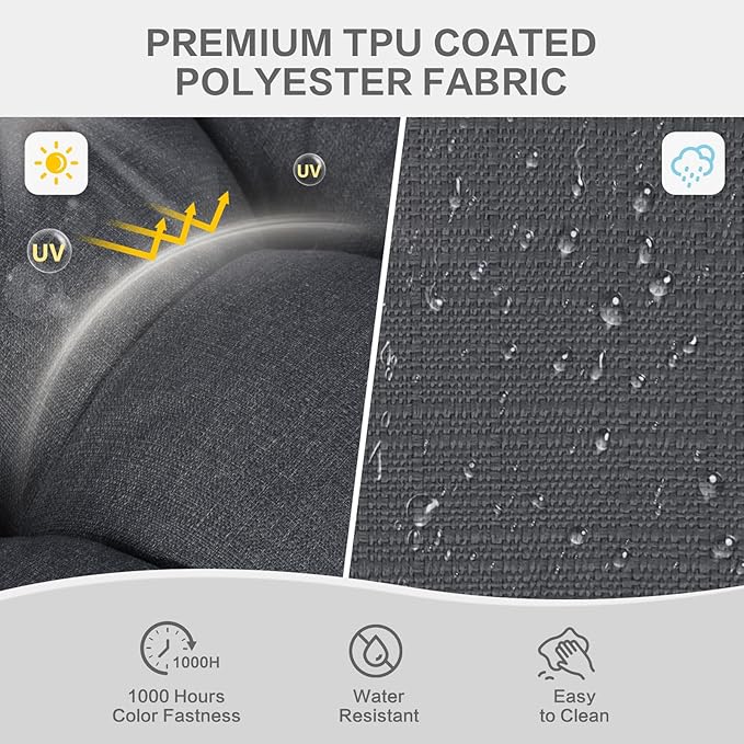 Aoodor 19" x 19" x 5" Tufted Outdoor Chair Cushions, Water Resistant & Fade Resistant Polyester Dining Chair Pads with 2 Straps for Patio Furniture, Set of 4