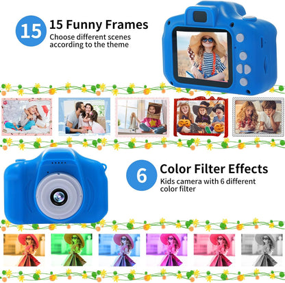 Kids Camera Waterproof Underwater Camera for 3-12 Year Old Boys Girls 2 Inch IPS Screen 1080P HD Digital Kids Video Camera Indoor Outdoor Action Cameras Best Christmas Birthday Gifts Dark Blue