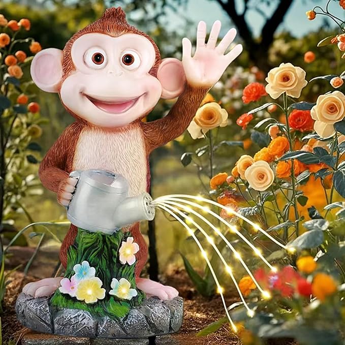 Monkey Statue Solar Garden Decor, Animal Figurine Lights, Birthday Gifts for Kids, Women, Gifts for Mom Grandma Senior Elder, Outdoor Monkey Ornament for Balcony, Garden, Patio, Yard, Lawn