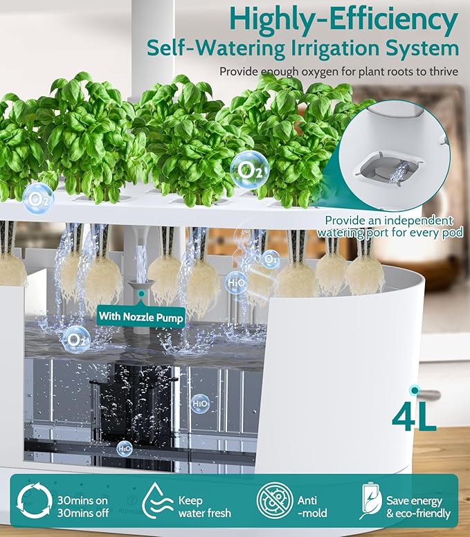 Misting 11 Pods Hydroponic Growing System Herb Garden Kit Indoor, 4L + 1.5L Large Tank Plant Germination Kit with Adjustable Height Grow Light to 18", Quiet Pump, Auto Timer, Gardening Christmas Gifts