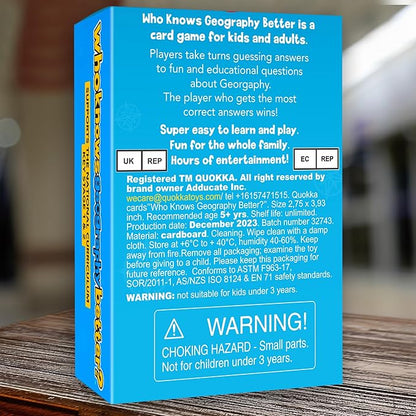 QUOKKA Who Knows Better? - Geography - Family Card Trivia Game | Fun Learning & Educational Questions for Families | Suitable for Boys & Girls
