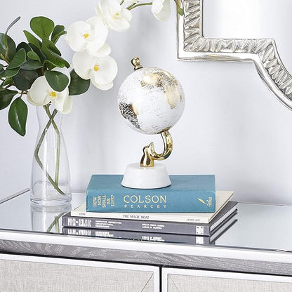 Deco 79 Aluminum Globe with Marble Base, 5" x 5" x 10", Gold