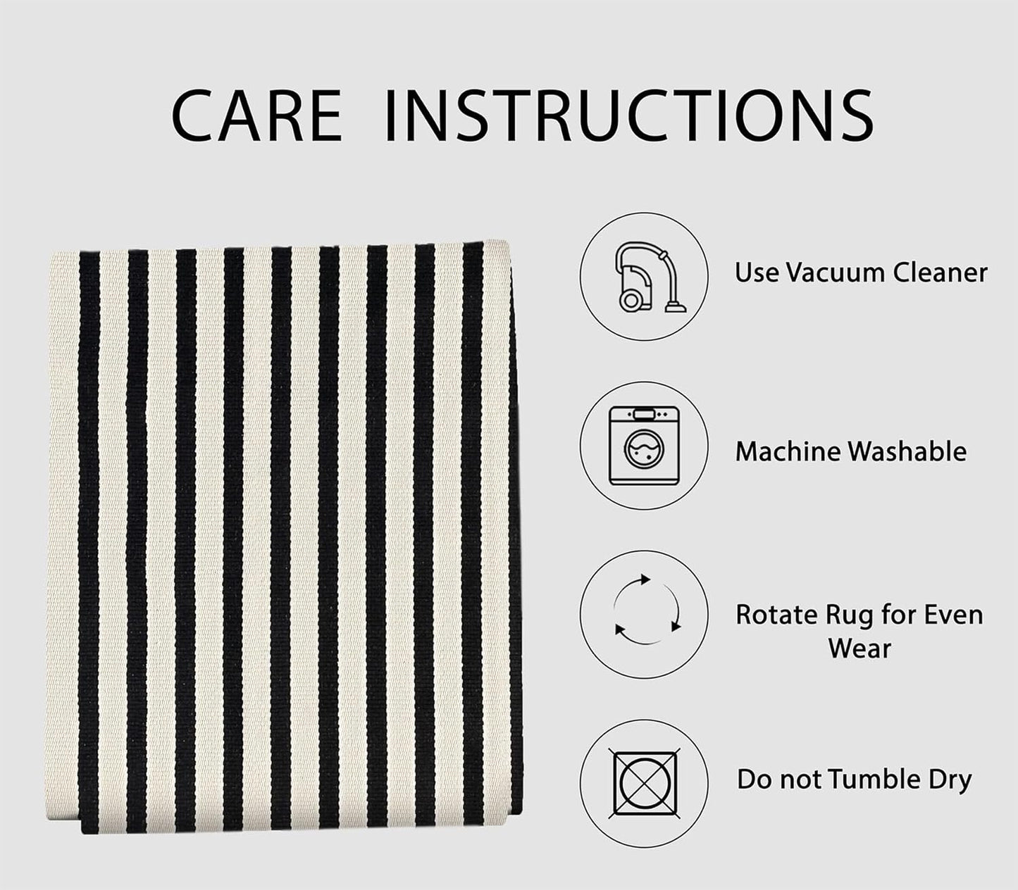 IOHOUZE Black Beige Striped Rug -4'x6' Front Door Rugs Outdoor, Washable Area Rug for Double Front Porch, Large Patio Rug Outdoor Indoor, Doormat for Entryway Porch Entrance