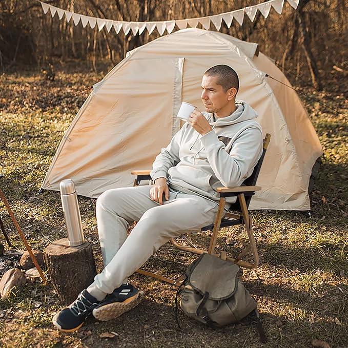 Outvita Portable Folding Camping Chair, 2pcs Ultralight Low Beach Chair, Durable Aluminum Frame Armchairs for Hiking Concert Fishing Picnic, Supports 225Lbs