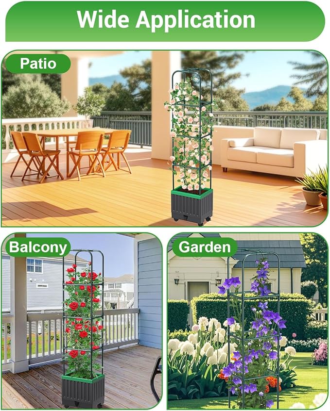 Tomato Planter Box with Trellis, 68.7" Tall Self Watering Tomato Cages for Climbing Vegetables Plant, Raised Garden Bed for Garden, Tomato Plant Support Pots for Patio Indoor Outdoor（68.7" ）