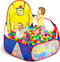 Eocolz Kids Ball Pit Large Pop Up Childrens Ball Pits Tent for Toddlers Playhouse Baby Crawl Playpen with Basketball Hoop and Zipper Storage Bag, 4 Ft/120CM, Balls Not Included (Blue Yellow Red)