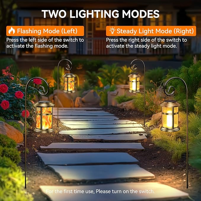 Wdtpro Solar Lanterns Outdoor Waterproof, 2 Pack Upgraded Flickering Flame Solar Lantern Outdoor Lights, Bright Hanging Lights for Outside, LED Lantern for Yard Garden Patio Decor (Antique Copper)